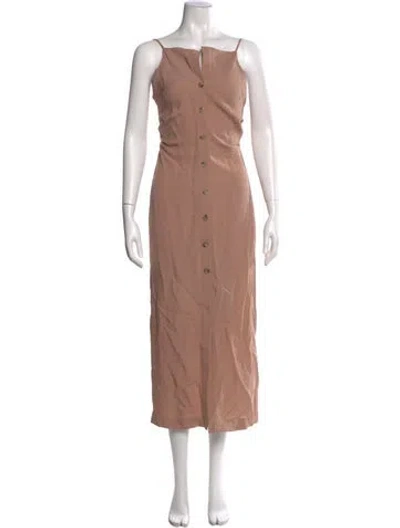 Pre-owned Nanushka Square Neckline Long Dress In Neutral