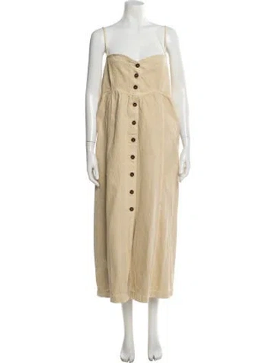 Pre-owned Nanushka Square Neckline Long Dress In Neutral