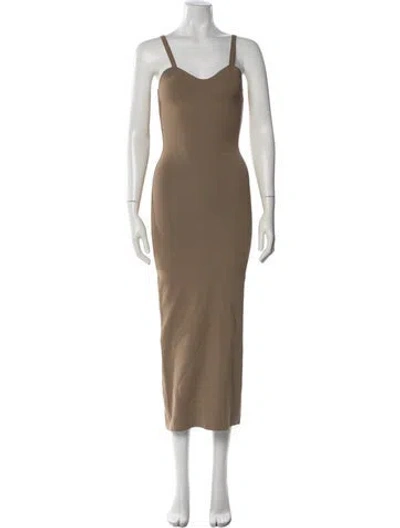Pre-owned Nanushka Square Neckline Long Dress In Neutral