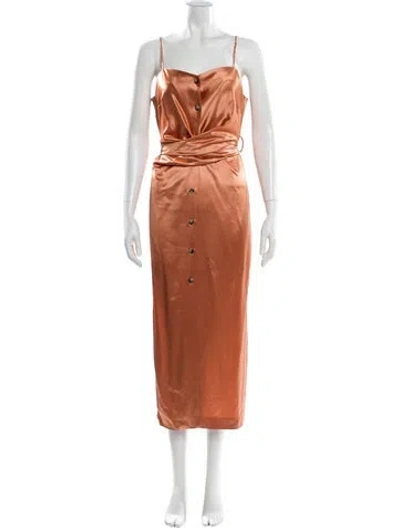 Pre-owned Nanushka Square Neckline Long Dress In Orange