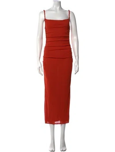 Pre-owned Nanushka Square Neckline Long Dress In Orange