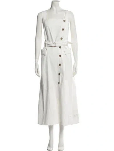 Pre-owned Nanushka Square Neckline Long Dress In White