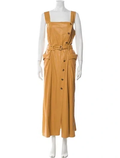 Pre-owned Nanushka Square Neckline Long Dress In Yellow