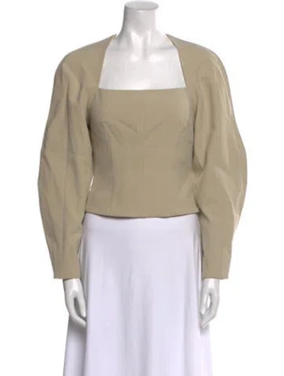 Pre-owned Nanushka Square Neckline Long Sleeve Crop Top In Neutral