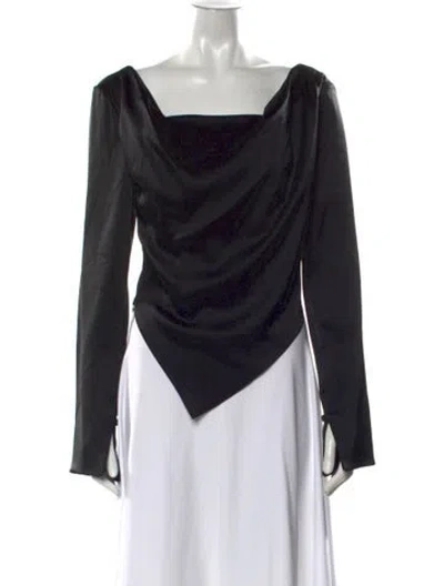 Pre-owned Nanushka Square Neckline Long Sleeve Top In Black