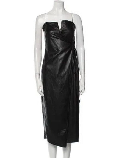 Pre-owned Nanushka Square Neckline Midi Length Dress In Black