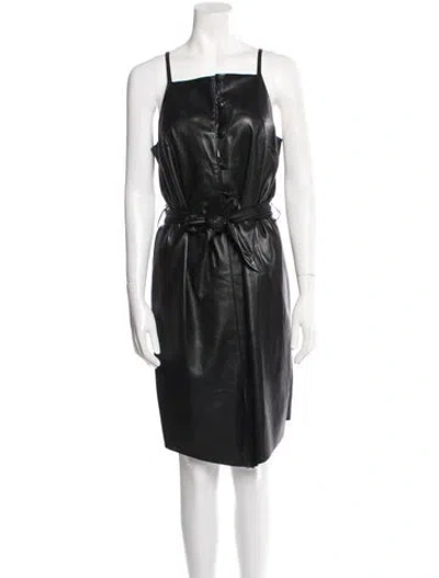 Pre-owned Nanushka Square Neckline Midi Length Dress In Black