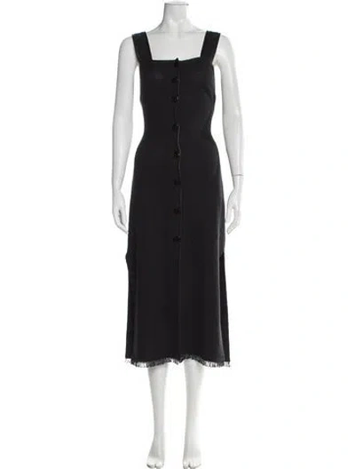 Pre-owned Nanushka Square Neckline Midi Length Dress In Black