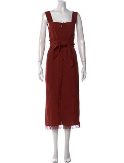 Pre-owned Nanushka Square Neckline Midi Length Dress In Brown