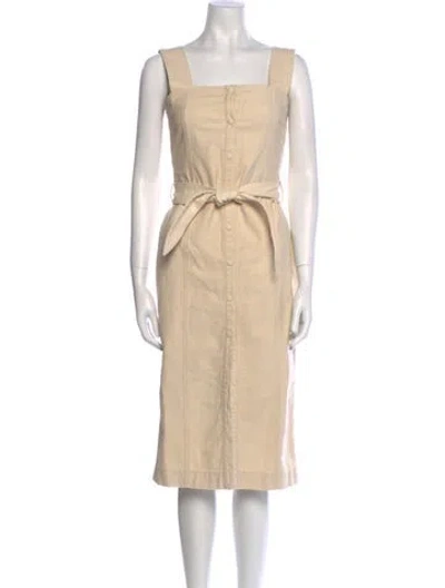 Pre-owned Nanushka Square Neckline Midi Length Dress In Neutral