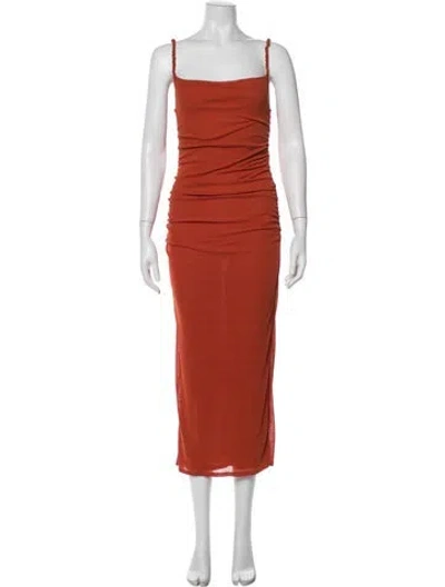Pre-owned Nanushka Square Neckline Midi Length Dress In Neutral