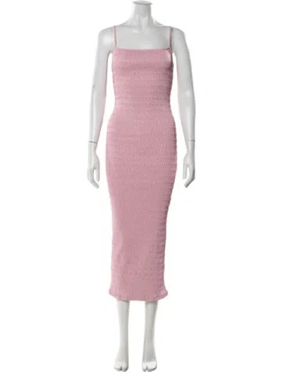 Pre-owned Nanushka Square Neckline Midi Length Dress In Pink