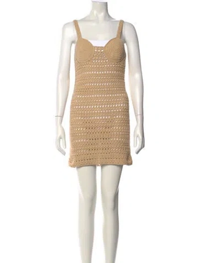 Pre-owned Nanushka Square Neckline Mini Dress In Neutral