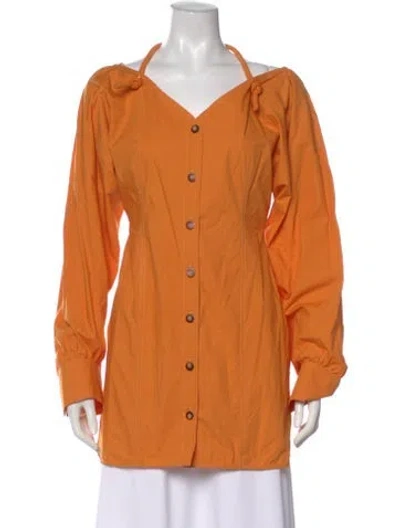 Pre-owned Nanushka Square Neckline Mini Dress In Orange