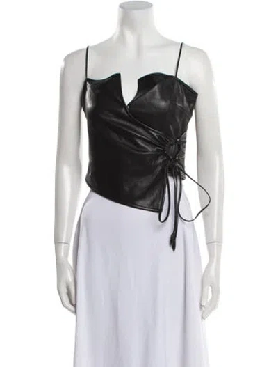 Pre-owned Nanushka Square Neckline Sleeveless Crop Top In Black