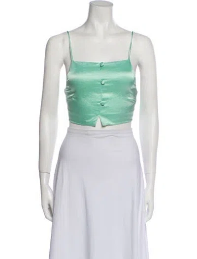 Pre-owned Nanushka Square Neckline Sleeveless Crop Top In Green