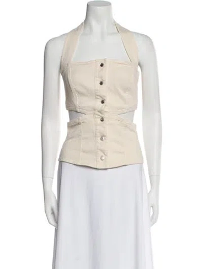 Pre-owned Nanushka Square Neckline Sleeveless Crop Top In Neutral