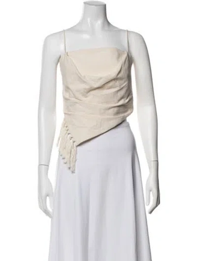Pre-owned Nanushka Square Neckline Sleeveless Crop Top In Neutral