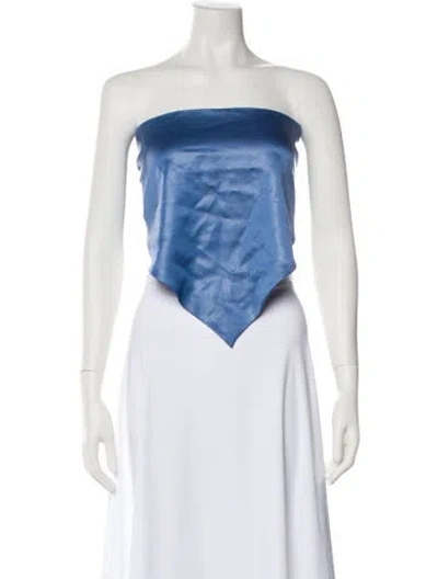 Pre-owned Nanushka Strapless Crop Top In Blue