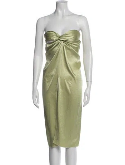Pre-owned Nanushka Strapless Knee-length Dress In Green