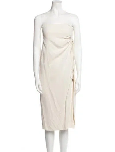 Pre-owned Nanushka Strapless Knee-length Dress In White