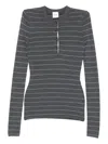 Nanushka Striped Button-front Top In Gray