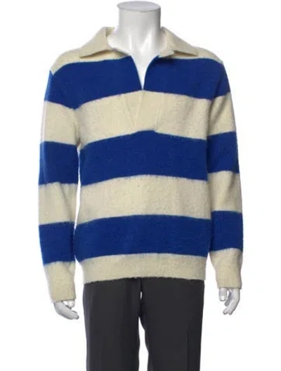 Pre-owned Nanushka Striped Collar Pullover In White