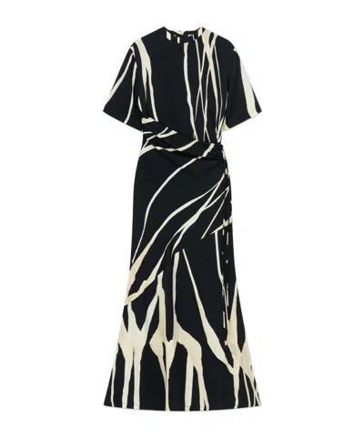 Nanushka Striped Crepe Midi Dress In Black