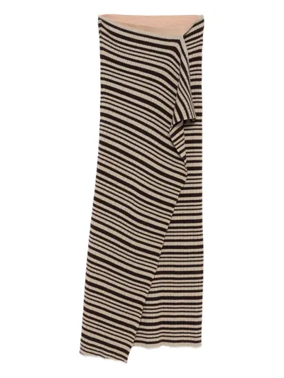 Nanushka Striped Draped Skirt In Brown