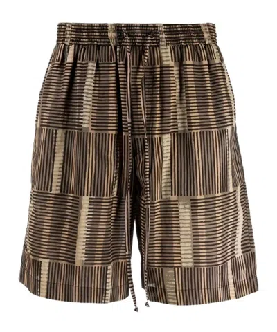 Nanushka Striped Elasticated-waist Shorts In Brown