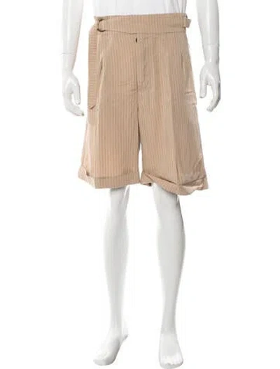 Pre-owned Nanushka Striped Flat Front Shorts In Neutral