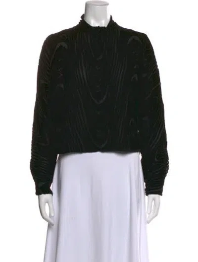 Pre-owned Nanushka Striped Mock Neck Blouse In Black