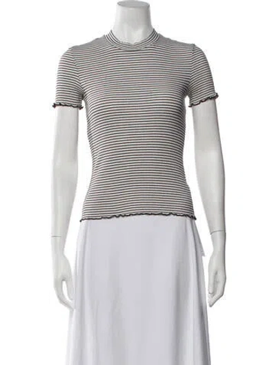 Pre-owned Nanushka Striped Mock Neck Top In White
