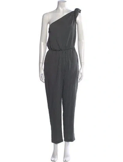 Pre-owned Nanushka Striped One-shoulder Jumpsuit In Black/grey