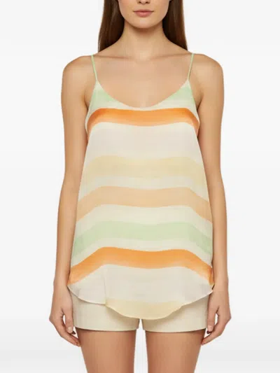 Pre-owned Nanushka Striped Silk Tank Top In Neutrals