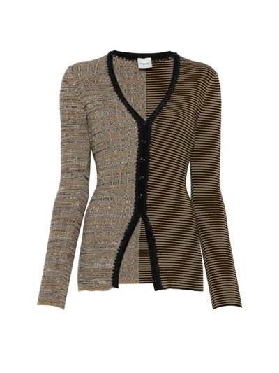 Nanushka Striped Space-dye Cardigan In Brown