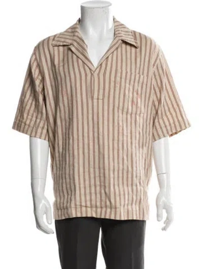 Pre-owned Nanushka Striped Three-quarter Sleeve Shirt In Neutral