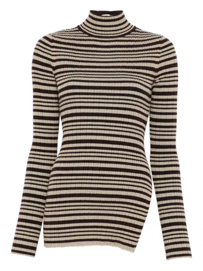 Nanushka Striped Turtleneck T-shirt In Black