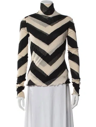 Pre-owned Nanushka Striped Turtleneck Top In Neutral