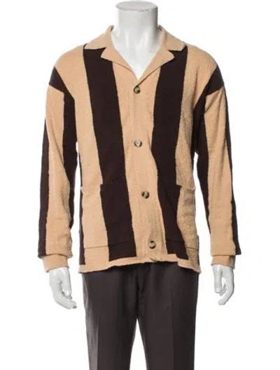Pre-owned Nanushka Striped V-neck Cardigan In Brown