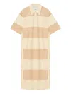 Nanushka Stripped-pattern Midi Dress In Brown