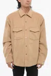 Nanushka Suede Oversized Shirt In Beige