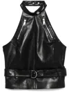 Nanushka Black Sybel Regenerated Leather & Vegan Leather Top In Black