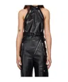 Nanushka Black Sybel Regenerated Leather & Vegan Leather Top In Black