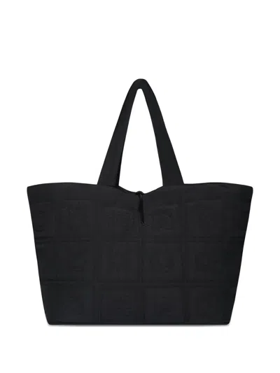 Nanushka Symbol Quilted Geometric Tote Bag In Black
