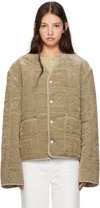 Nanushka Tan Adara Jacket In Iridescent Khaki