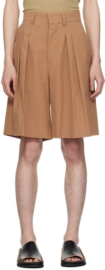 Nanushka Low-rise Cotton Shorts In Brown