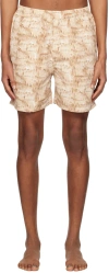 Nanushka Tan Kenan Swim Shorts In Aquarelle Landscape