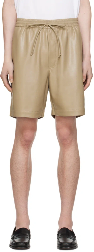 Nanushka Taupe Doxxi Vegan Leather Shorts In Ashy Taupe