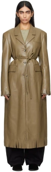 Nanushka Taupe Nikoline Vegan Leather Coat In Muted Khaki